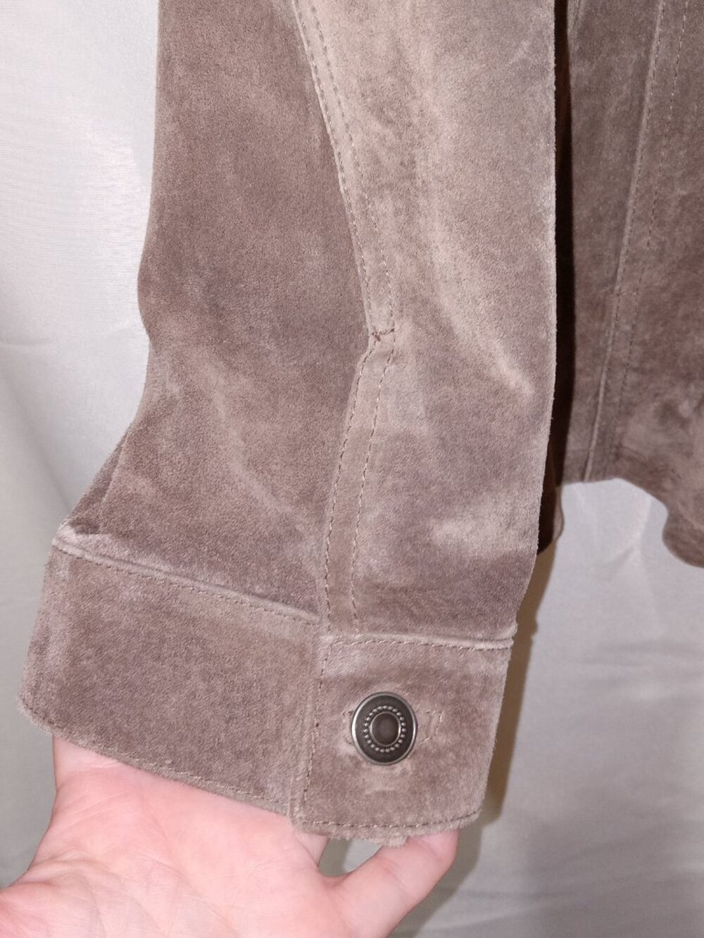 Chico's Brown Suede Leather Zip Jacket Women's Size 2 Large Lined Coat - Picture 4 of 14